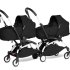 Детска количка за близнаци 2 в 1 BABYZEN YOYO² CONNECT, двойна, с бяла рамка, кош за кош и пакет Черен цвят - 1