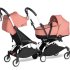 Детска количка за близнаци BABYZEN YOYO² CONNECT, двойна, с бяла рамка, цветен пакет и количка Ginger - 1