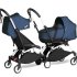 BABYZEN YOYO² CONNECT количка за близнаци, двойна, с бяла рамка, цветен пакет и кош Air France Blue - 1