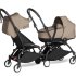 Детска количка за близнаци BABYZEN YOYO² CONNECT, двойна, с черна рамка, цветен пакет и количка Taupe - 1