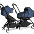 Детска количка за близнаци BABYZEN YOYO² CONNECT, двойна, с черна рамка, цветен пакет и кош Air France Blue - 1