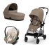 Детска количка Cybex Melio 3 в 1, ново издание, ултра лека, с кош за кош и кора Aton S2 - Seashell Beige - 1