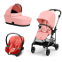 Детска количка 3 в 1 Cybex Melio, ново издание, ултра лека, с кош за кош и кора Aton S2 - Hibiscus Red - 2