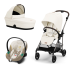 Детска количка Cybex Melio 3 в 1, ново издание, ултра лека, с кош за кош и кора Aton S2 - Cotton White - 1