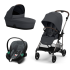 Детска количка 3 в 1 Cybex Melio, ново издание, ултра лека, с кош за кош и кора Aton S2 - Monument Grey - 1