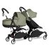 Детска количка за близнаци BABYZEN YOYO² CONNECT, двойна, с бяла рамка, кош за кош и пакет цвят Olive - 1
