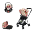 Carucior 3 in 1 pentru copii Cybex Mios 2.0 Spring Blossom, cu landou, scoica auto Cloud Z - Light, cadru Matt Black - 1