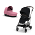 Carucior 2 in 1 Cybex Melio Moon Black pentru copii, ultrausor, cu landou Magnolia Pink, editie limitata - 1