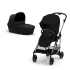 Carucior 2 in 1 Cybex Melio Moon Black pentru copii, ultrausor, cu landou Deep Black, editie limitata - 1