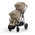 Двойна спортна количка Cybex Gazelle S, детска, компактна, нова версия - Almond Beige - 17