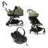 Carucior 3 in 1 pentru copii STOKKE YOYO³, cu landou, scoica auto si pachet de culoare - Olive, cu cadru White - 1