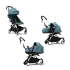 Carucior 3 in 1 pentru copii STOKKE YOYO³, cu pachet nou nascut, landou si pachet de culoare - Aqua, cu cadru White - 1