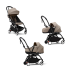 Carucior 3 in 1 pentru copii STOKKE YOYO³, cu pachet nou nascut, landou si pachet de culoare - Taupe, cu cadru Black - 1