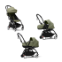 Carucior 3 in 1 pentru copii STOKKE YOYO³, cu pachet nou nascut, landou si pachet de culoare - Olive, cu cadru Black - 1