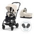 Pachet 2 in 1 Cybex Gold Eezy S Twist+ 2, 360° cu landou si adaptori cadou, Almond Beige - 2