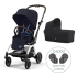 Pachet 2 in 1 Cybex Gold Eezy S Twist+ 2, 360° cu landou si adaptori cadou, Dark Blue - 1