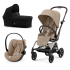 Carucior 3 in 1 pentru copii Cybex Gold Eezy S Twist +2, cu landou si scoica Cloud G Plus, Almond Beige cu cadru Taupe - 2