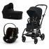 Детска количка 3 в 1 Cybex Gold Eezy S Twist +2, с кош и кора Cloud G Plus, Magic Black с черна рамка - 2