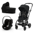Καρότσι Cybex Gold Eezy S Twist +2 3 σε 1, με πορτμπαγκάζ και κέλυφος Cloud G Plus, Magic Black με μαύρο σκελετό - 1