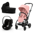 Carucior 3 in 1 pentru copii Cybex Gold Eezy S Twist +2, cu landou si scoica Cloud G Plus, Candy Pink cu cadru Black - 2