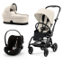 Carucior 3 in 1 pentru copii Cybex Gold Eezy S Twist +2, cu landou si scoica Cloud G Plus, Canvas White cu cadru Black - 2