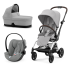 Детска количка 3 в 1 Cybex Gold Eezy S Twist +2, с кош и кора Cloud G Plus, Fog Grey със сребриста рамка - 2