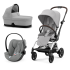 Καρότσι Cybex Gold Eezy S Twist +2 3 σε 1 με πορτμπαγκάζ και πορτμπαγκάζ Cloud G Plus, Fog Grey με ασημί πλαίσιο - 1