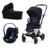 Детска количка 3 в 1 Cybex Gold Eezy S Twist +2, с кош и кора Cloud G Plus, Dark Blue със сребриста рамка - 2