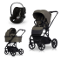 Carucior 3 in 1 pentru copii, Cavoe MOI XL, cu scoica Cybex Cloud G Plus, Moss - 1