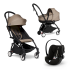 Carucior 3 in 1 pentru copii BABYZEN YOYO², cadru negru, cu landou, scoica auto Cloud G si pachet de culoare Taupe - 1