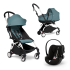 Carucior 3 in 1 pentru copii BABYZEN YOYO², cadru alb, cu landou, scoica auto Cloud G si pachet de culoare Aqua - 1