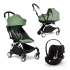 Carucior 3 in 1 pentru copii BABYZEN YOYO², cadru alb, cu landou, scoica auto Cloud G si pachet de culoare Peppermint - 1