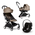 Carucior 3 in 1 pentru copii BABYZEN YOYO², cadru alb, cu landou, scoica auto Cloud G si pachet de culoare Taupe - 1