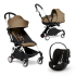 Carucior 3 in 1 pentru copii BABYZEN YOYO², cadru alb, cu landou, scoica auto Cloud G si pachet de culoare Toffee - 1