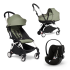 Carucior 3 in 1 pentru copii BABYZEN YOYO², cadru alb, cu landou, scoica auto Cloud G si pachet de culoare Olive - 1