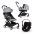 Carucior 3 in 1 pentru copii BABYZEN YOYO², cadru alb, cu landou, scoica auto Cloud G si pachet de culoare Stone - 1