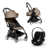 Carucior 3 in 1 pentru copii BABYZEN YOYO², cadru negru, pachet nou nascut, scoica auto Cloud G si pachet de culoare Taupe - 1