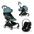 Carucior 3 in 1 pentru copii BABYZEN YOYO², cadru alb, pachet nou nascut, scoica auto Cloud G si pachet de culoare Aqua - 1