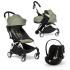 Carucior 3 in 1 pentru copii BABYZEN YOYO², cadru alb, pachet nou nascut, scoica auto Cloud G si pachet de culoare Olive - 1