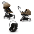 Carucior 3 in 1 pentru copii STOKKE YOYO³, cu landou, scoica auto si pachet de culoare - Toffee, cu cadru White - 1