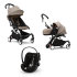 Детска количка 3 в 1 STOKKE YOYO³, с пакет за новородено, кора за кола и цветен пакет - Taupe, с бяла рамка - 1