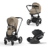 Carucior 3 in 1 pentru copii Cybex Priam 4.0, cu landou si scoica Cloud T Plus - Cozy Beige cu cadru Matt Black - 1