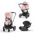 Carucior 3 in 1 pentru copii Cybex Priam 4.0, cu landou si scoica Cloud T Plus - Peach Pink cu cadru Matt Black - 1