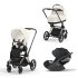 Carucior 3 in 1 pentru copii Cybex Priam 4.0, cu landou si scoica Cloud T Plus - Off White cu cadru Rosegold - 1