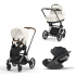 Carucior 3 in 1 pentru copii Cybex Priam 4.0, cu landou si scoica Cloud T Plus - Off White cu cadru Chrome Brown	 - 1