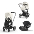 Carucior 3 in 1 pentru copii Cybex Priam 4.0, cu landou si scoica Cloud T Plus - Off White cu cadru Chrome Black - 1