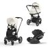 Carucior 3 in 1 pentru copii Cybex Priam 4.0, cu landou si scoica Cloud T Plus - Off White cu cadru Matt Black - 1