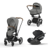 Carucior 3 in 1 pentru copii Cybex Priam 4.0, cu landou si scoica Cloud T Plus - Mirage Grey cu cadru Chrome Brown - 1
