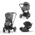Carucior 3 in 1 pentru copii Cybex Priam 4.0, cu landou si scoica Cloud T Plus - Mirage Grey cu cadru Matt Black - 1