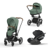 Carucior 3 in 1 pentru copii Cybex Priam 4.0, cu landou si scoica Cloud T Plus - Leaf Green cu cadru Chrome Brown - 1